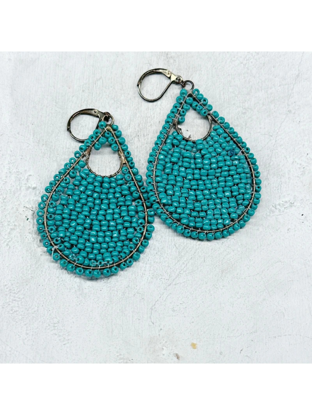 5060gc. Teal and Bronze Seed Bead Earrings
